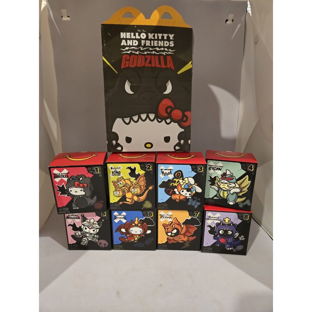 NIB 2026 McDonald’s Hello Kitty Godzilla Happy Meal Figure S/8 Complete Set
